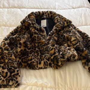 H&M Brown Leopard Teddy Jacket